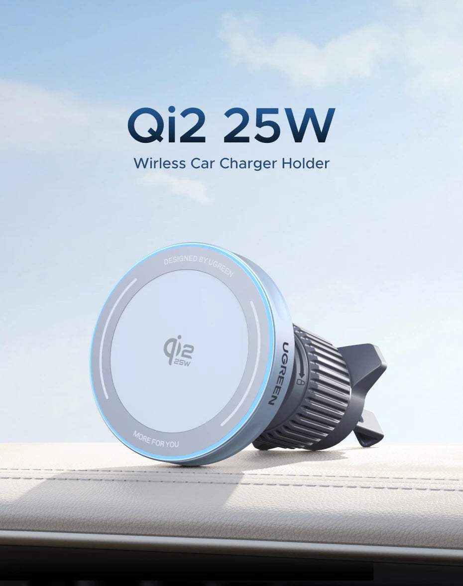 Cargador Inalámbrico para Coche UGREEN Qi2 – 15W/25W MagSafe